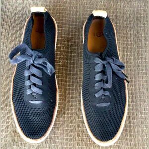 UGG Black Canvas & Tan Leather PINKETT Mesh Sneakers